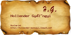 Hollender Gyöngyi névjegykártya